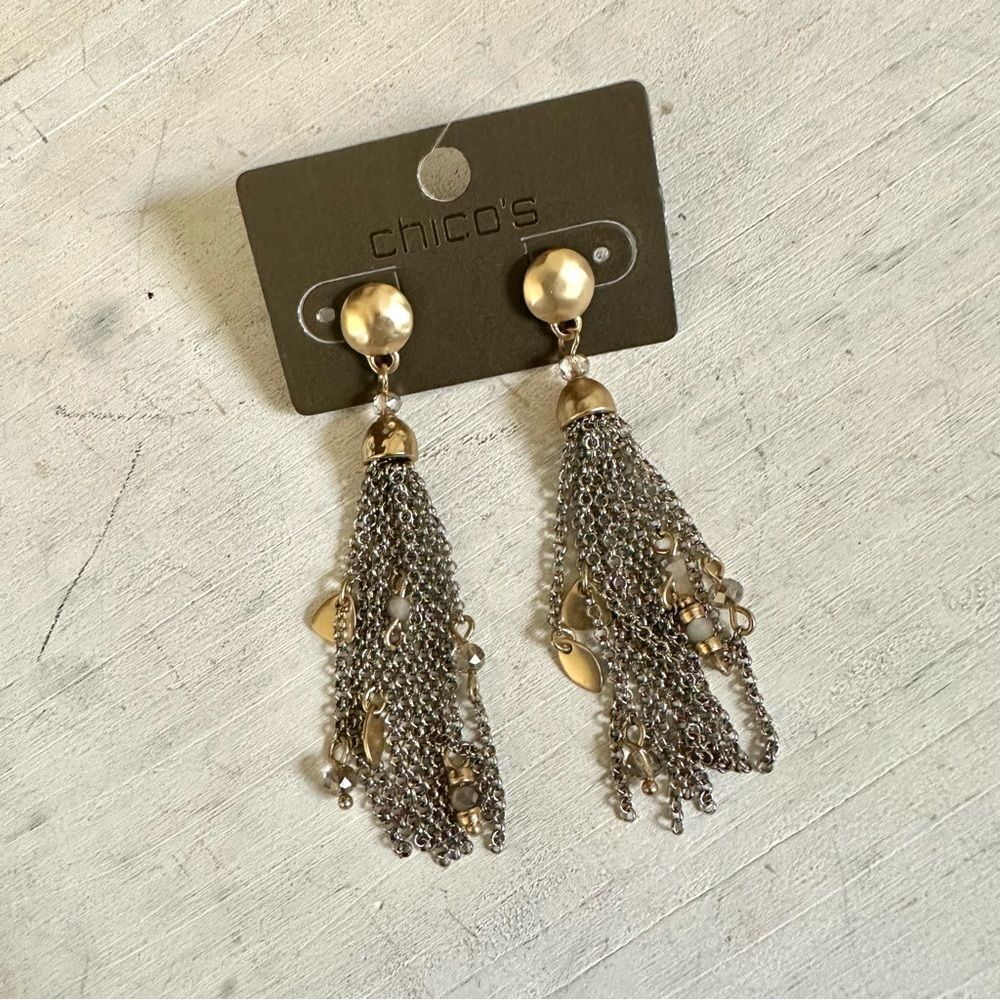 Chico’s Rillie Lin silver/gold tone chain earrings